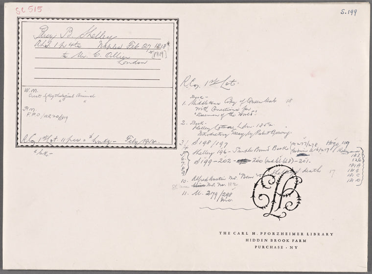 Autograph letter signed to Charles Ollier, 27 February 1819