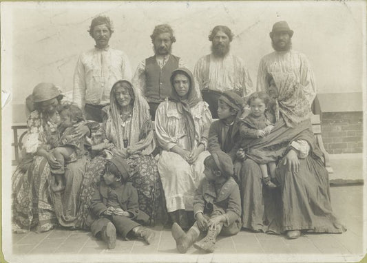 Group photograph captioned 'Hungarian Gypsies all of whom were deported' in The New York Times, Sunday Feb. 12, 1905