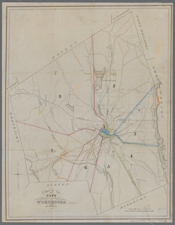 A map of the City of Worcester