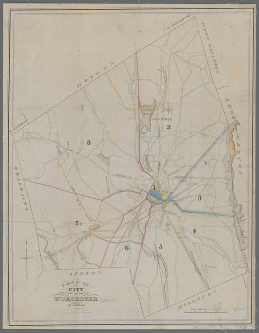 A map of the City of Worcester