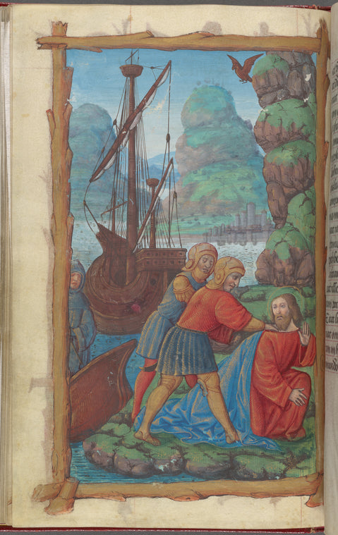 Opening of main text, with full-page miniature of St. John exiled to Patmos