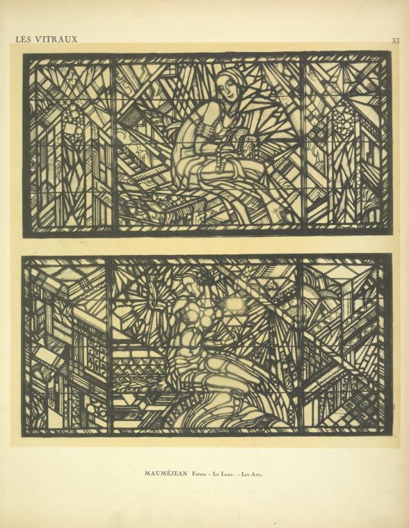 1, Le luxe ; 2, Les artes, au Pavillon de la Société Anonyme Mauméjean Frères (A. D.)
