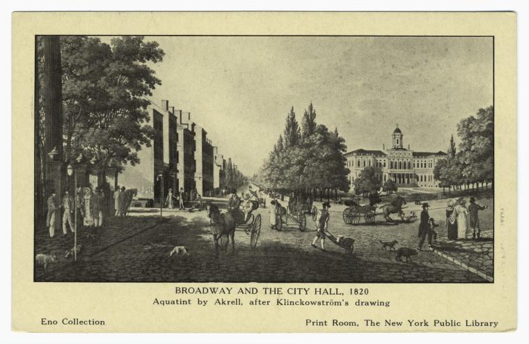Broadway and the City Hall, 1820