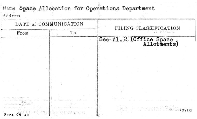 Space Allocation for Operations Department