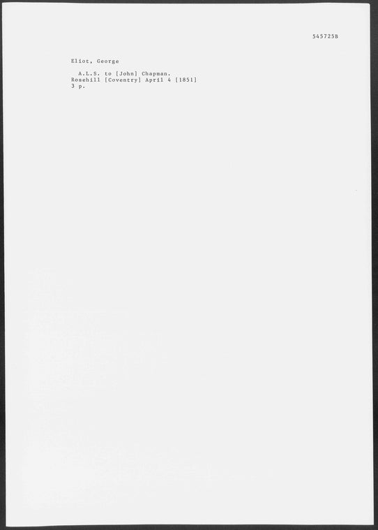 Chapman, [John]. ALS to