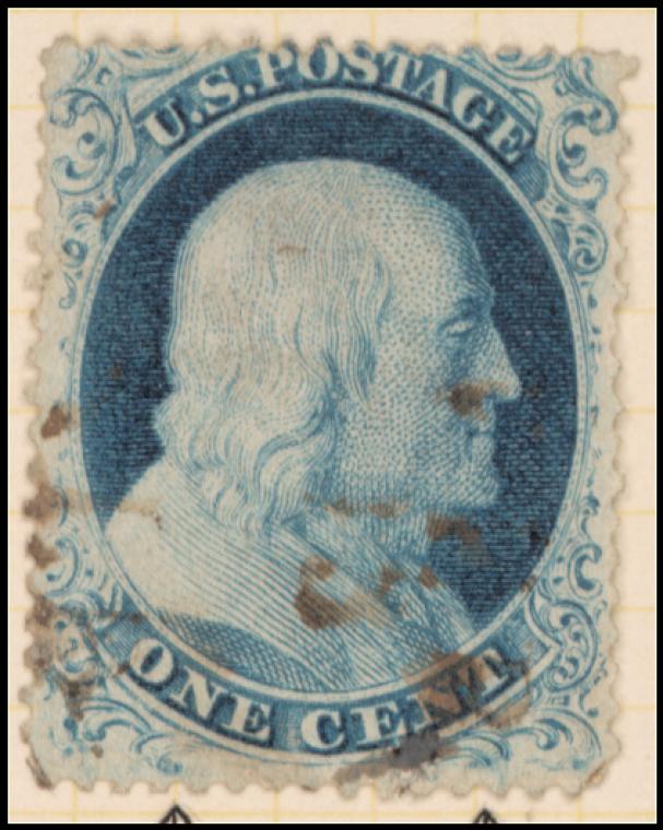 1c blue Franklin single