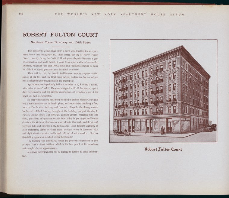 Robert Fulton Court. Northwest Corner Broadway and 156th Street.