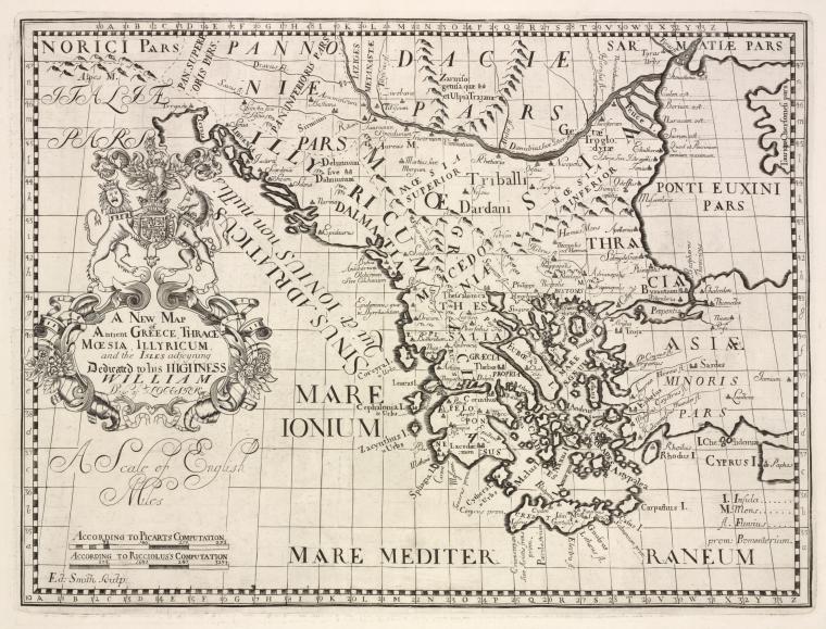 A new map of ancient Greece Thrace, Moesia, Ilyricum and the isles adjoyning.