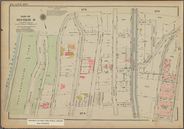 Bounded by Northern Avenue, Wadsworth Avenue, W. 188th Street and (Hudson River, Fort Washington Park) Riverside Drive