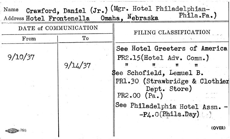 Crawford, Daniel (Jr.) (Mgr. Hotel Philadelphian-Phila.Pa.)