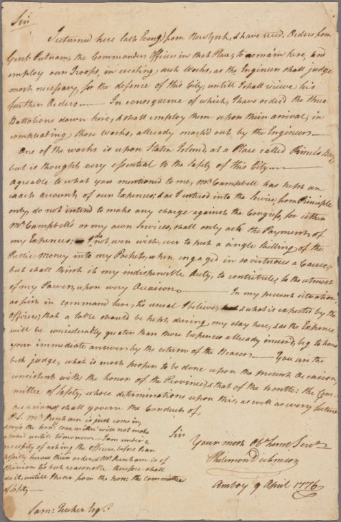 Letter to Samuel Tucker