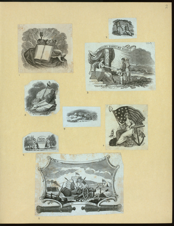Symbolic devices with such themes as military strength and patriotism.