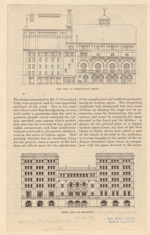 Side view on Thirty-ninth Street ; Front view, on Broadway