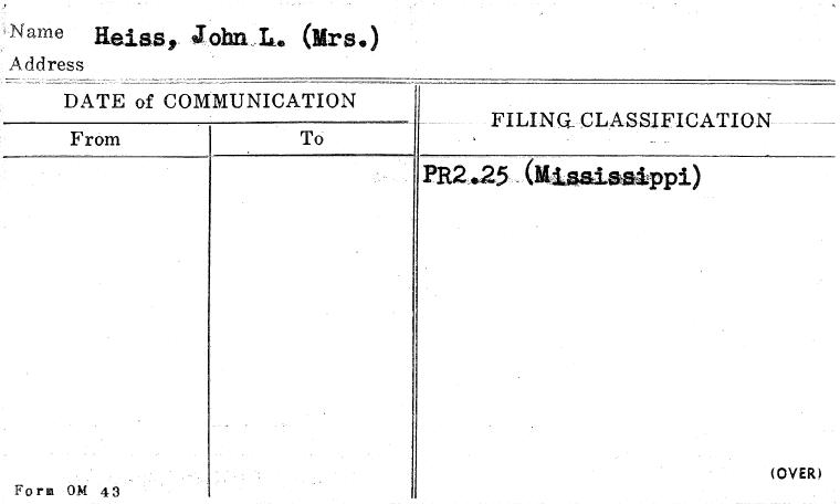 Heiss, John L. (Mrs.)