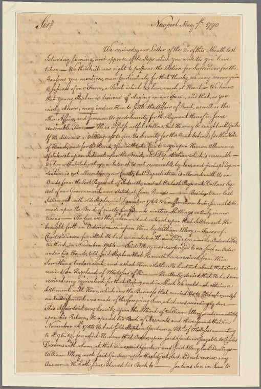 Letter to Samuel Huntington