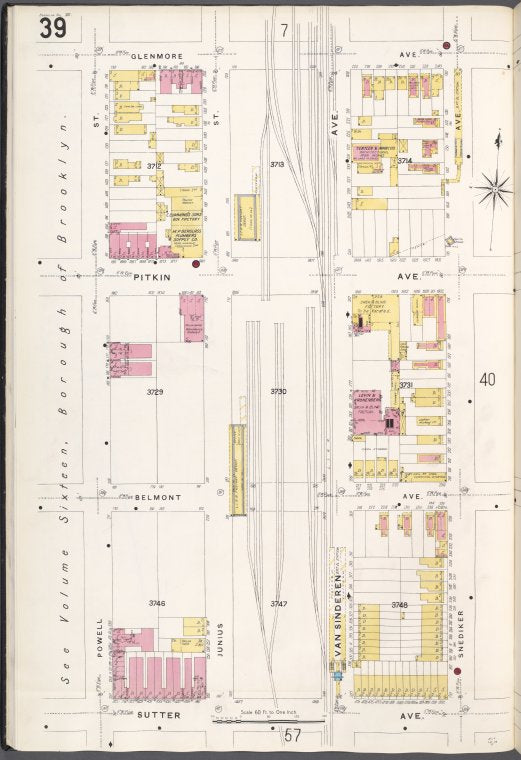 Brooklyn V. 8, Plate No. 39 [Map bounded by Glenmore Ave., Snediker Ave., Sutter Ave., Powell St.]