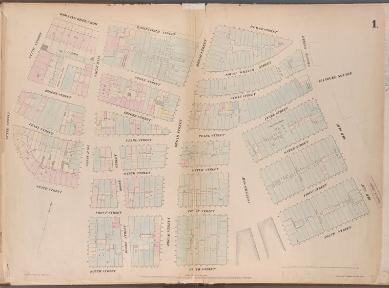 Map bounded by Bowling Green Row, Marketfield Street, Beaver Street, William Street, Old Slip, South Street, Whitehall Street, State Street