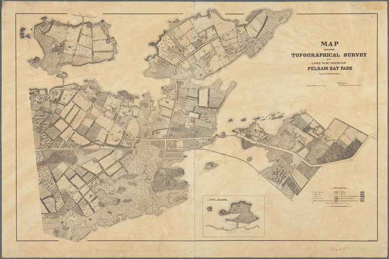 Map showing topographical survey of land to be taken for Pelham Bay Park