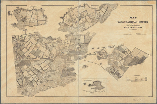Map showing topographical survey of land to be taken for Pelham Bay Park
