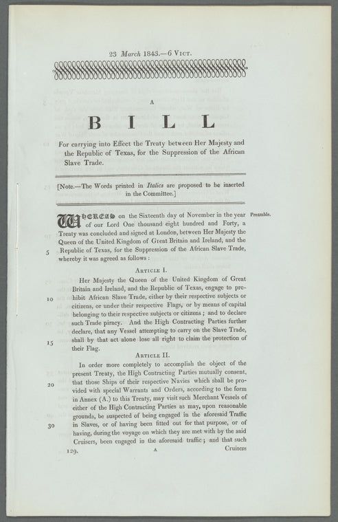A bill for carrying into effect the treaty between Her Majesty and the Republic of Texas for the suppression of the African slave trade