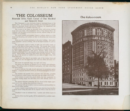 The Colosseum. Riverside Drive, South Corner of One Hundred and Sixteenth Street.
