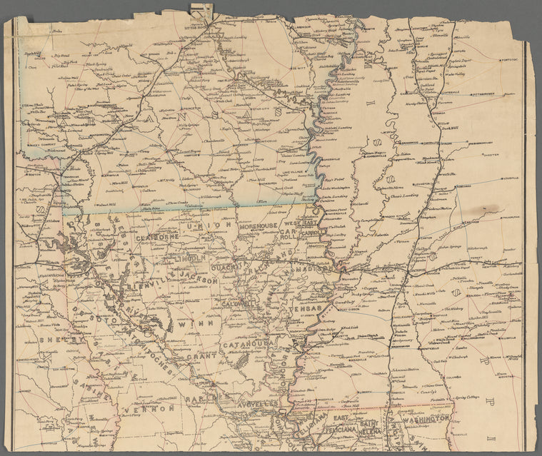 Preliminary post route map of the state of Louisiana : with adjacent parts of Mississippi, Arkansas and Texas