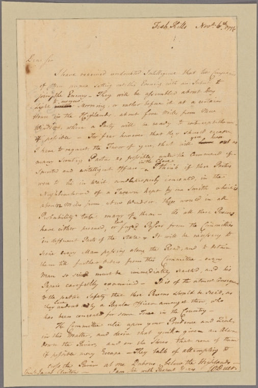 Letter to Gen. James Clinton