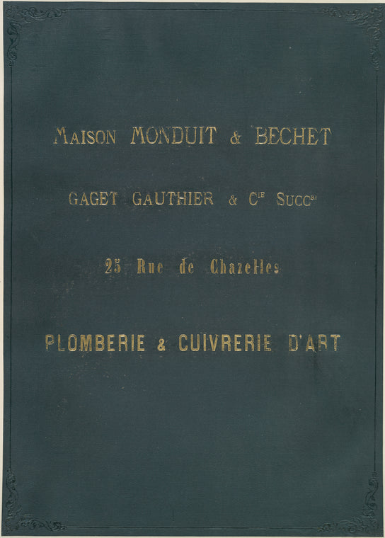 Maison Monduit et Bechet, Gaget Gauthier et Cie. Succrs., 25 Rue de Chazelles, Plomberie et Cuivrerie d'Art