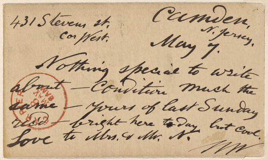 Doyle, Peter, APCS to. May 7, [1875].
