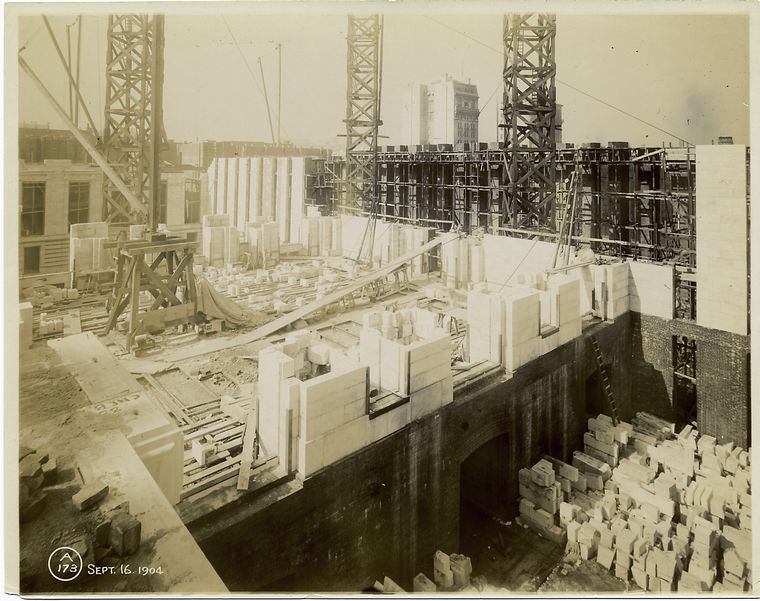 Interior work, looking southwest