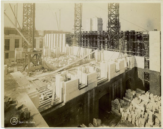 Interior work, looking southwest