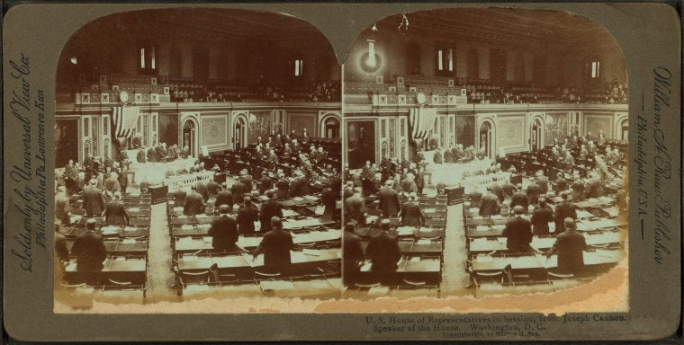 U.S. House of Representatives in session. Hon. Joseph Cannon, Speaker of the House, Washington, D.C.