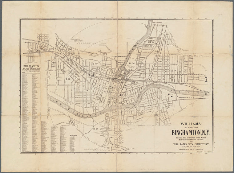 Williams' map of the City of Binghamton, N.Y.: revised and corrected from actual surveys and official records for Williams' city directory
