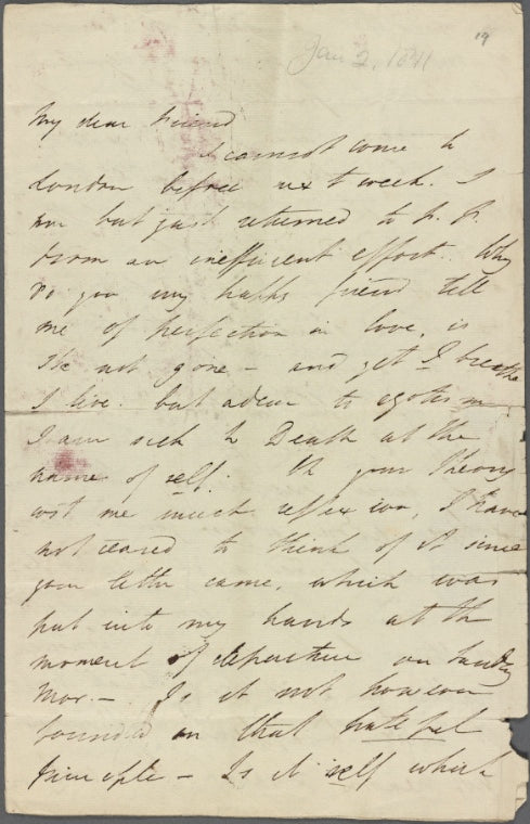 Autograph letter unsigned to Thomas Jefferson Hogg, [1 January 1811]