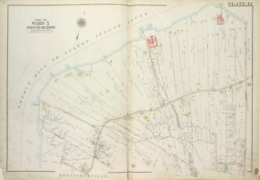 Plate 42, Part of Ward 5 [Map bound by Arthur Kill or Staten Island Sound, Arthur Kill Road (Fresh Kills RD), Pleasant Ave, Guyon Ave, Clay Pit Road, Winant PL, Sharrotts Road, Ellis Road]