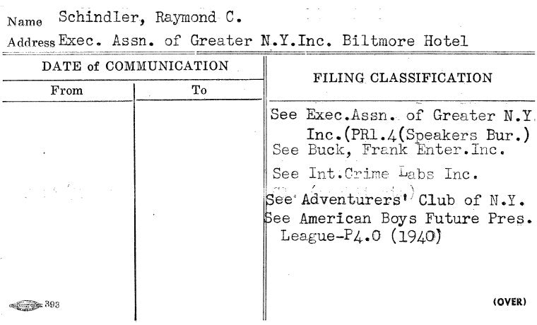 Schindler, Raymond C.