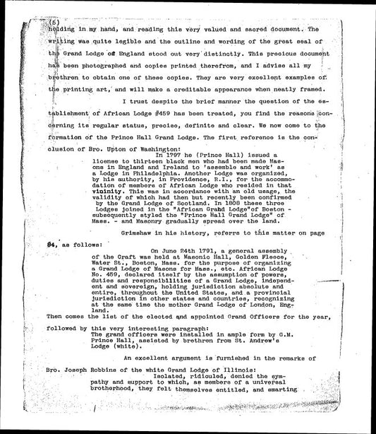 Origin of freemasonry among Negroes in America