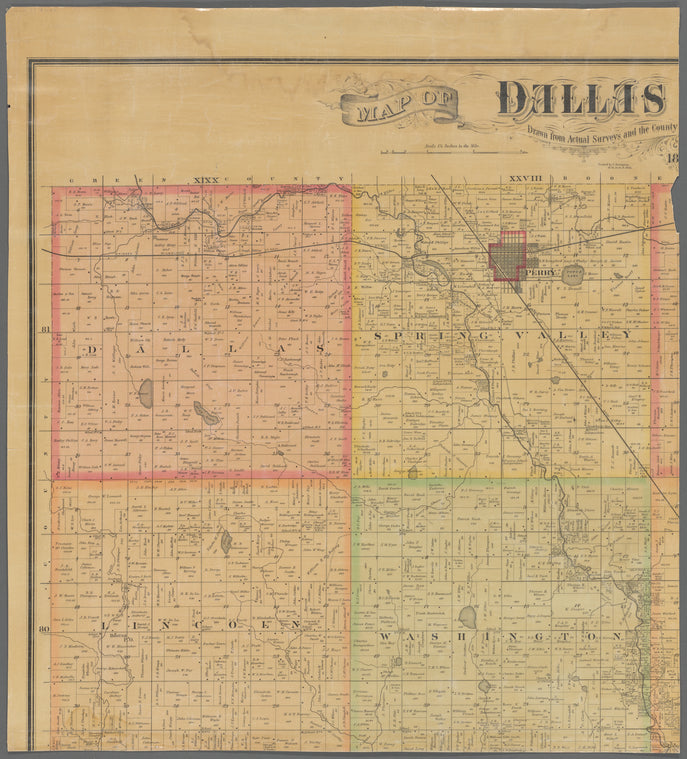 Map of Dallas County, Iowa : drawn from actual surveys and the county records