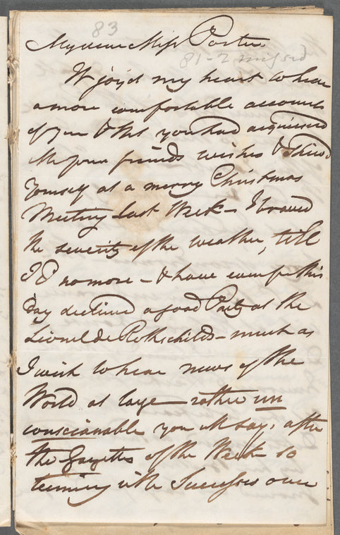 Diana Anne Hamlyn-Williams, Lady Hamlyn-Williams to Jane Porter, autograph letter signed