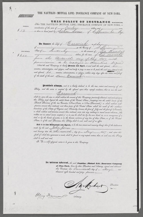 Insurance policy for Warwick
