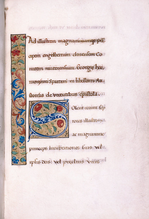 Opening of introduction, border design, large initial, rubric