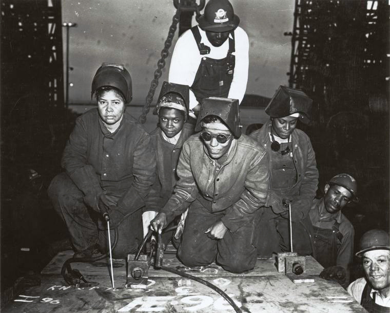 Skilled women workers helped build SS George Washington Carver.