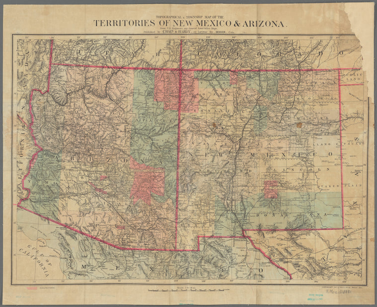 Topographical & township map of the territories of New Mexico & Arizona: from the U.S. Engineers and General Land Office maps