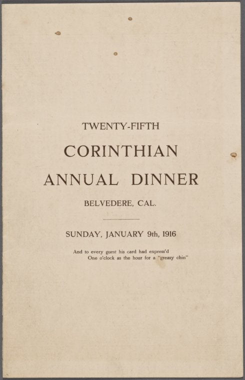 Dinner menu, Corinthian Cooks  Waiters Union No. 23