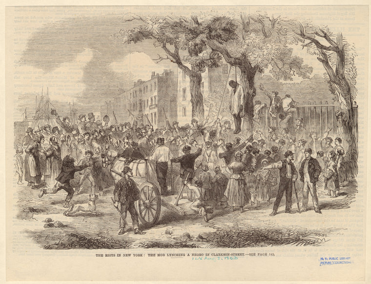 The riots in New York : The mob lynching a negro in Clarkson-Street