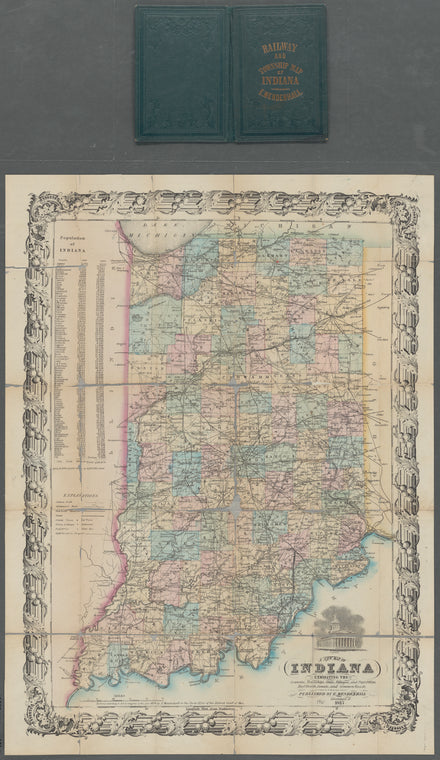 A new map of Indiana : exhibiting the counties, townships, cities, villages, and post offices, rail roads, canals and common roads