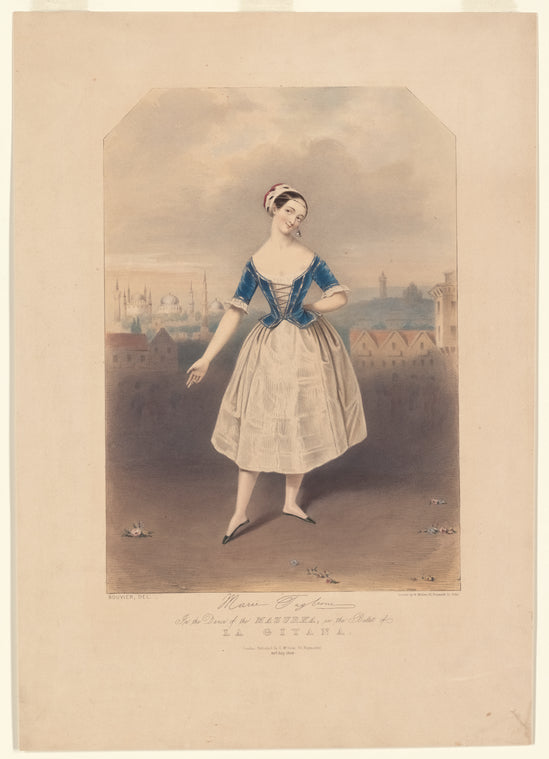 Marie Taglioni [facsimile signature] in the dance of the mazurka, in the ballet of La gitana.