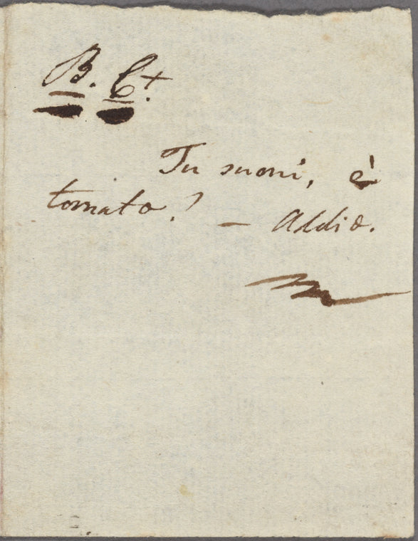 Autograph note signed to Teresa Guiccioli, [circa February-mid-July 1820]