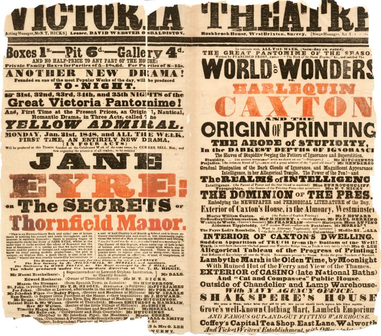 Jane Eyre playbill for the Victoria Theatre