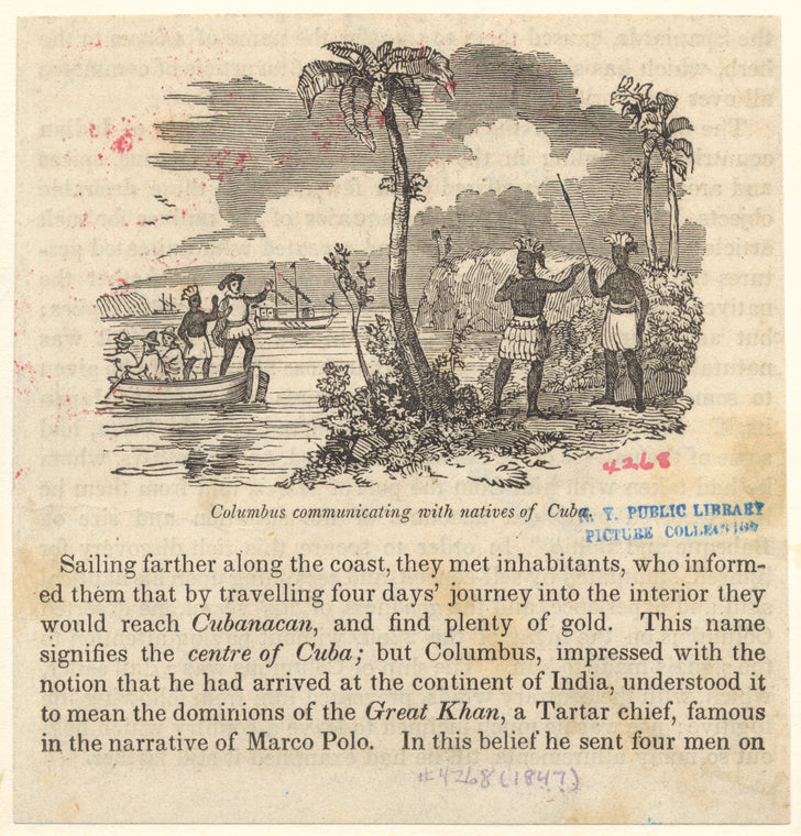 Columbus communicating with natives of Cuba